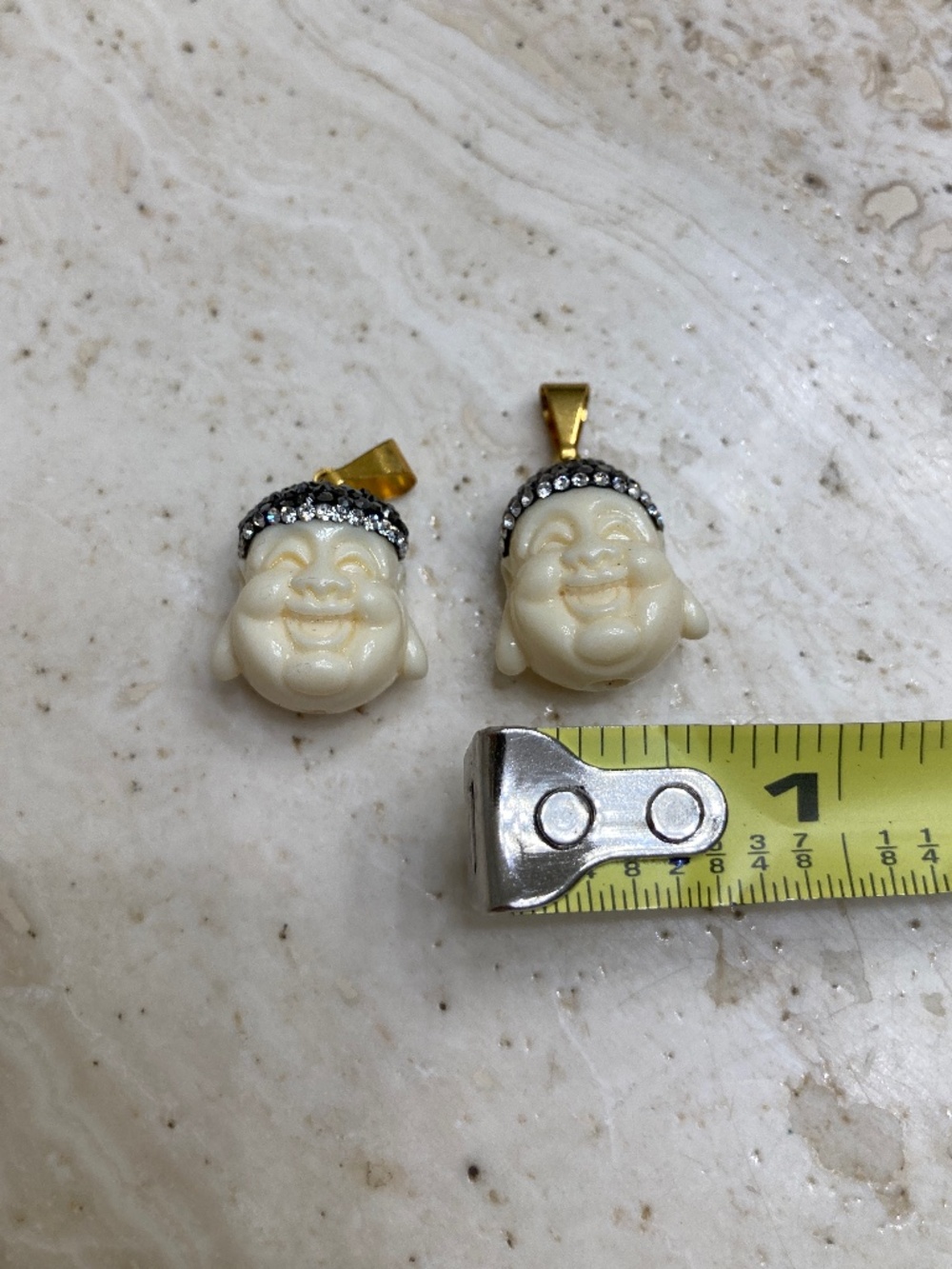 Cream Buddha with Rhinestone Charm - Picture 3 of 5